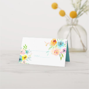 PixDezines Bridal Shower Watercolor Spring Floral Place Card