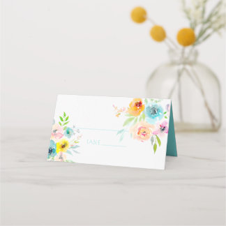PixDezines Bridal Shower Watercolor Spring Floral Place Card