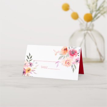 Pixdezines Bridal Shower Watercolor Spring Floral Place Card by custom_stationery at Zazzle