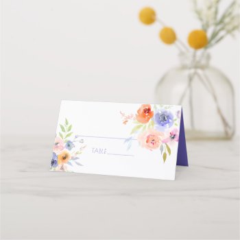 Pixdezines Bridal Shower Watercolor Spring Floral Place Card by custom_stationery at Zazzle