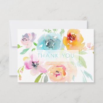 Pixdezines Bridal Shower Watercolor Spring Floral Thank You Card by custom_stationery at Zazzle