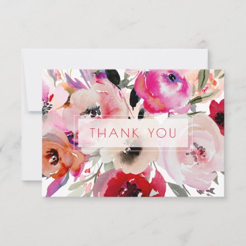 PixDezines Bridal Shower Watercolor Summer Floral Thank You Card