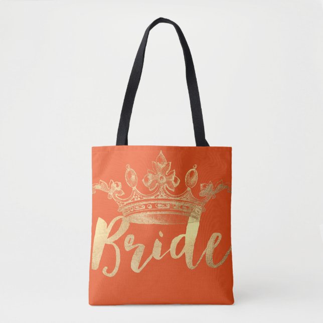 PixDezines Bride/Crown/Faux Gold/DIY Color Tote Bag (Front)