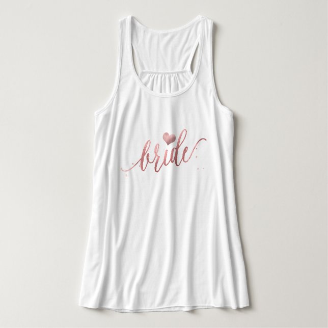 PixDezines Bride/Faux Rose Gold Script Tank Top (Design Front)