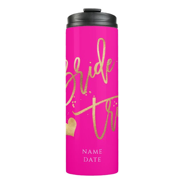 PixDezines Bride Tribe Faux Gold Modern Script Thermal Tumbler (Front)