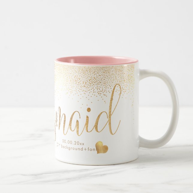 PixDezines Bridesmaid/Faux Gold Confetti Two-Tone Coffee Mug (Right)