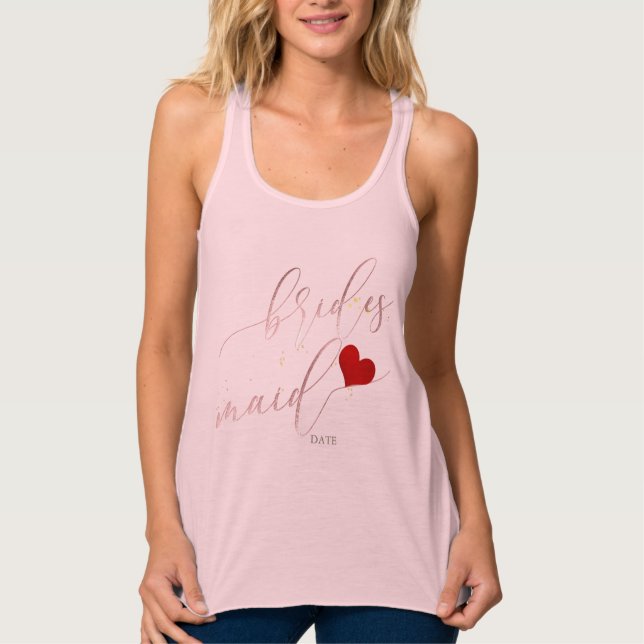 PixDezines Bridesmaid | Faux Gold Script Tank Top (Front)