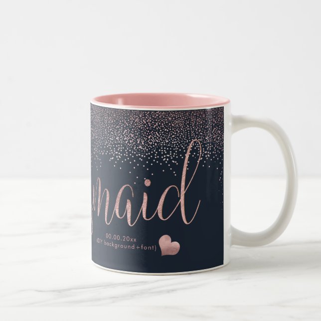 PixDezines Bridesmaid/Faux Rose Gold Confetti Two-Tone Coffee Mug (Right)