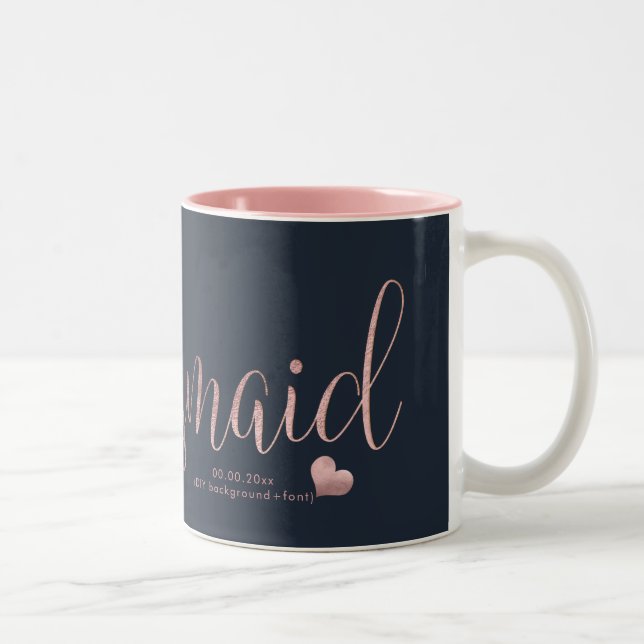 PixDezines Bridesmaid/Faux Rose Gold+Navy Blue Two-Tone Coffee Mug (Right)