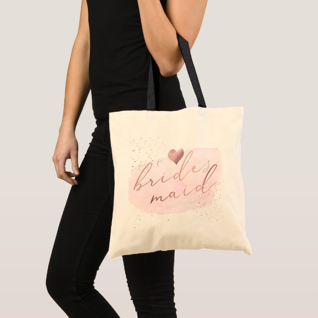 PixDezines Bridesmaid/Faux Rose Gold Script Tote Bag (Front (Product))