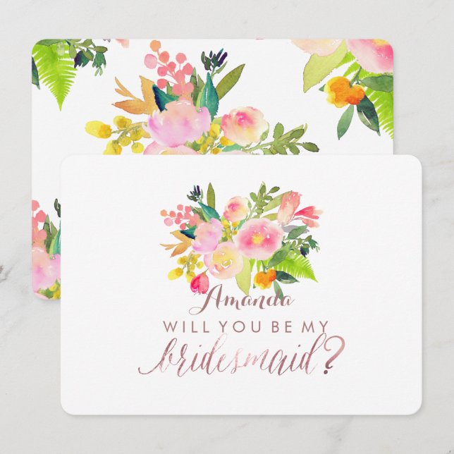 PixDezines Bridesmaid/Floral/Watercolor/Spring Invitation (Front/Back)