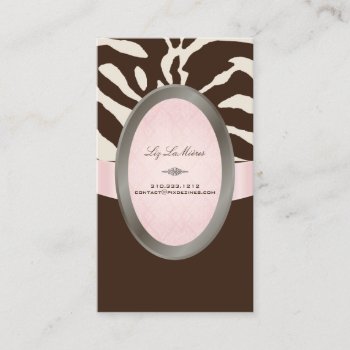 Pixdezines Brown  Pink  Beige Zebra Stripes Business Card by Create_Business_Card at Zazzle