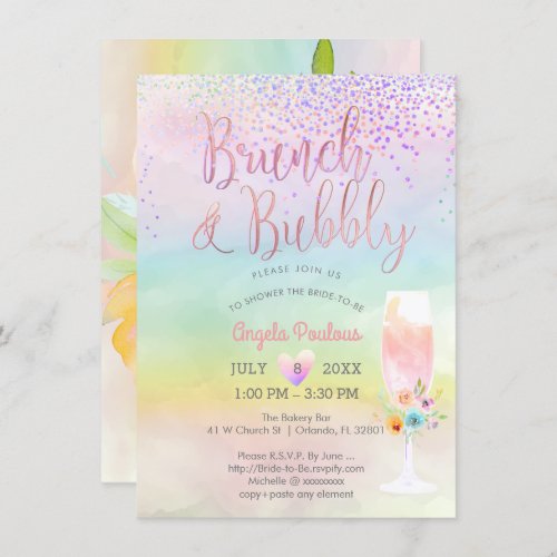 PixDezines Brunch BubblyCotton Candy Confetti Invitation