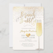 PixDezines Brunch Bubbly/Faux Silver+Gold Confetti Invitation (Front)