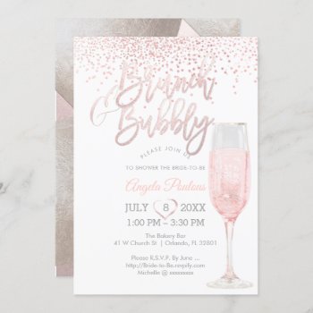 Pixdezines Brunch Bubbly/pink Silver Confetti Invitation by custom_stationery at Zazzle