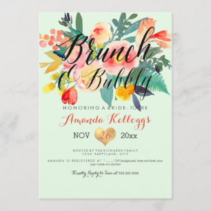 PixDezines Brunch & Bubbly Spring Floral/Coral+Min Invitation