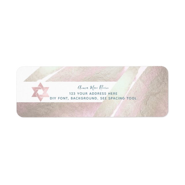 PixDezines Brush Platinum+Blush Pink Mitzvah Label (Front)