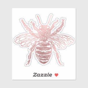 PixDezines Bumble Bee, Faux Rose Gold Sticker