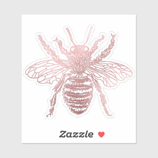 PixDezines Bumble Bee, Faux Rose Gold Sticker (Sheet)