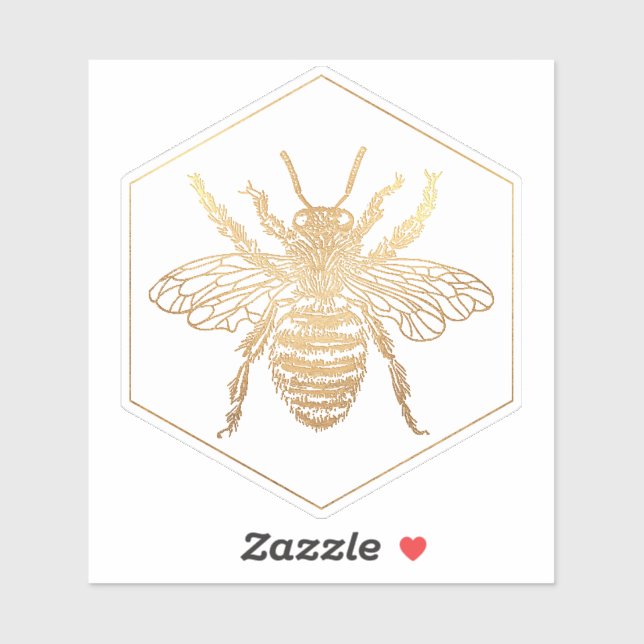 PixDezines Bumble Bee+Honeycomb, Faux Gold Sticker (Sheet)