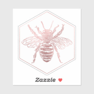 PixDezines Bumble Bee+Honeycomb, Faux Rose Gold Sticker