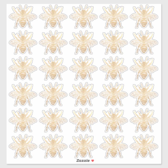 PixDezines Bumble Bees, Faux Gold Sticker (Sheet)