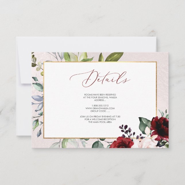 PixDezines Burgundy Blush Blooms DETAILS CARDS (Front)