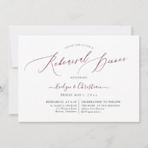 PixDezines Burgundy Calligraphy Rehearsal Dinner  Invitation