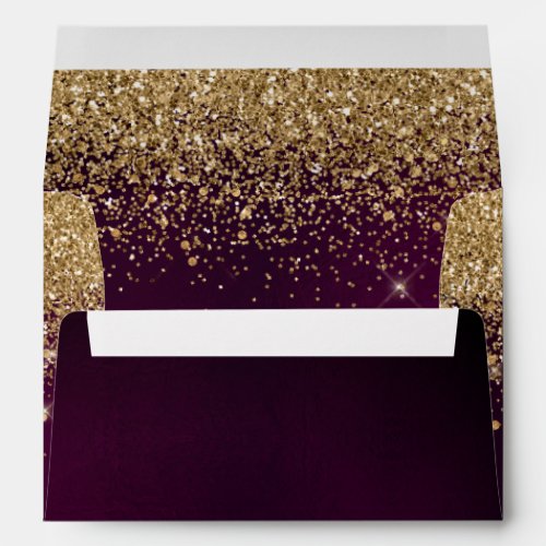 PixDezines Burgundy Faux Gold Glitter Confetti Envelope