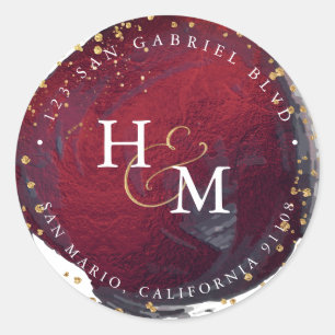 PixDezines Burgundy Faux Gold Script Ampersand Classic Round Sticker