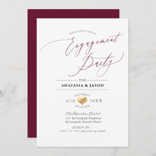 PixDezines Burgundy Luxe Calligraphy Engagement Invitation