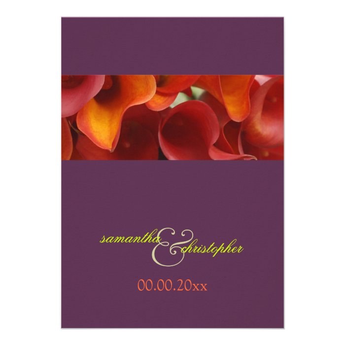 PixDezines burnt orange calla lily Personalized Invite