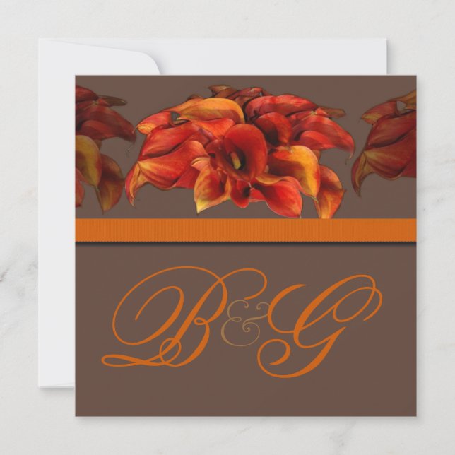 PixDezines BURNT ORANGE CALLA LILY INVITATIONS (Front)