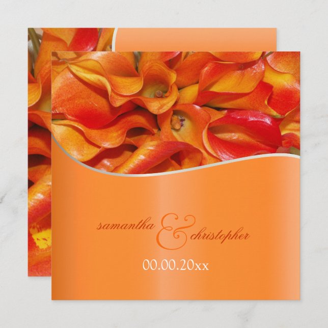 PixDezines BURNT ORANGE CALLA LILY INVITATIONS (Front/Back)