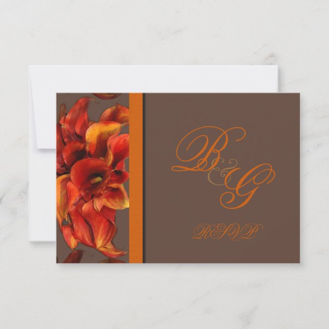 PixDezines burnt orange calla lily RSVP Card (Front)