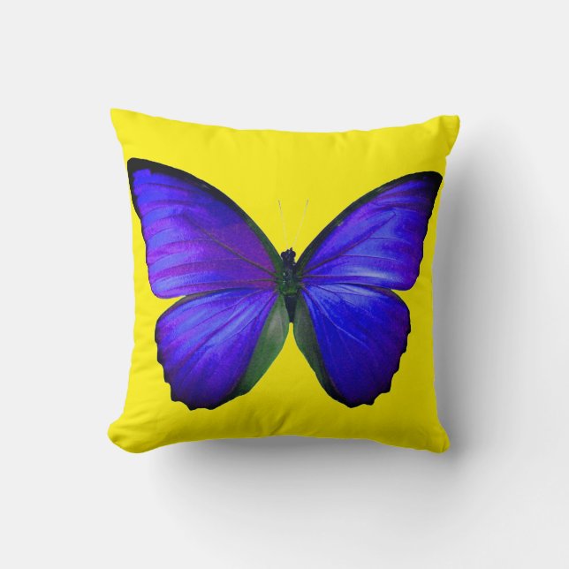 PixDezines BUTTERFLIES PURPLE+GREEN DIY background Throw Pillow (Front)