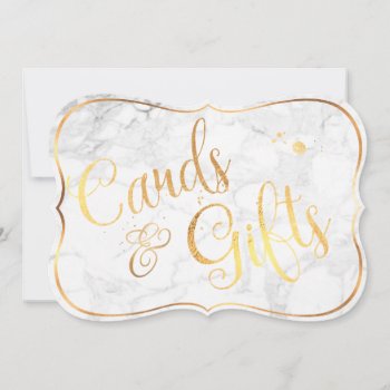 Pixdezines Cards Gifts Marble Faux Gold/table Sign by custom_stationery at Zazzle
