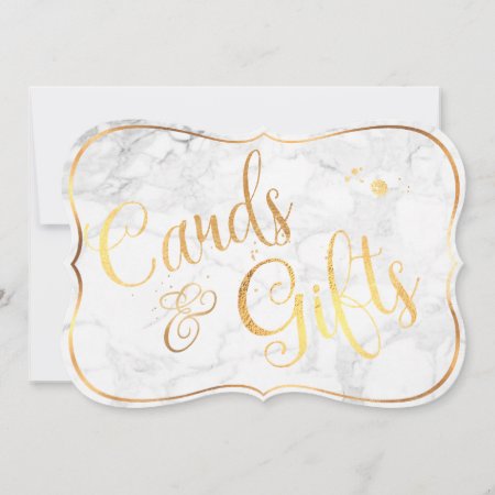 Pixdezines Cards Gifts Marble Faux Gold/table Sign