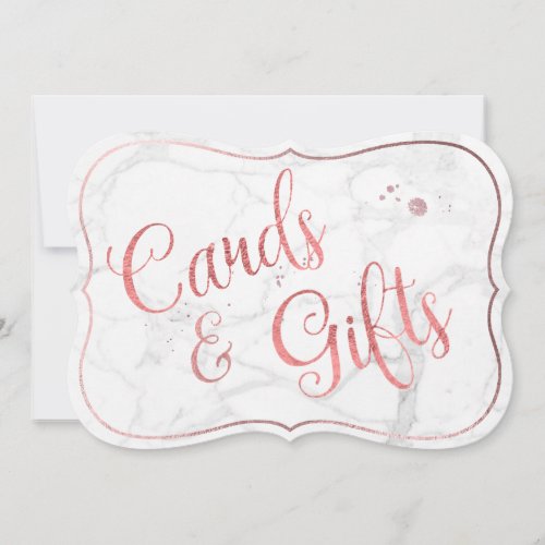 PixDezines CardsGifts MarbleRose GoldTable Sign Invitation