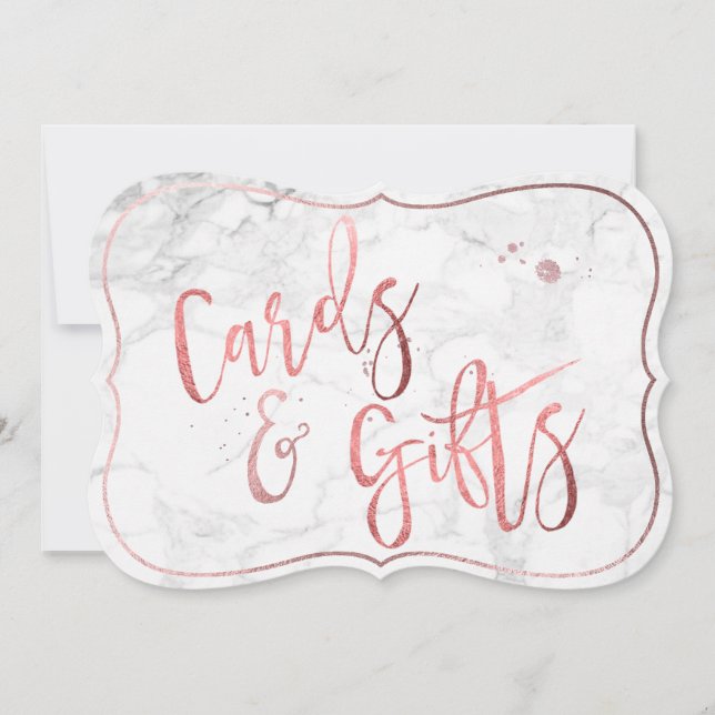 PixDezines Cards+Gifts Marble+Rose Gold/Table Sign Invitation (Front)