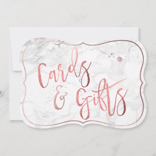 PixDezines CardsGifts MarbleRose GoldTable Sign Invitation