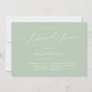 PixDezines Celadon Green Rehearsal Dinner Invitation