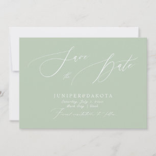 PixDezines Celadon Green Script Save the Date Invitation
