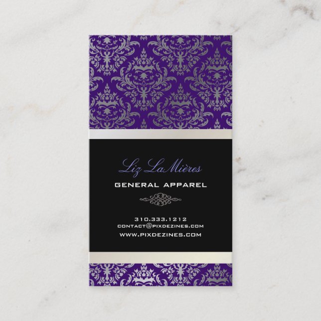 PixDezines Céline Damask Business Card (Front)