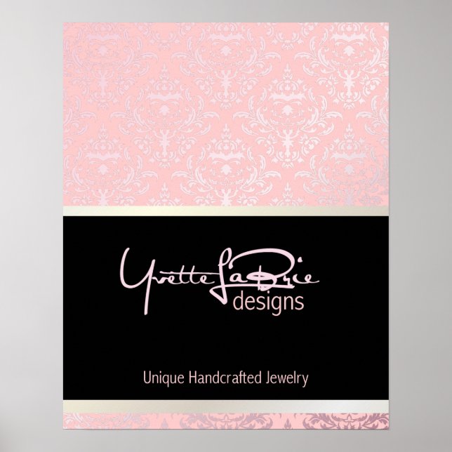 PixDezines Céline Damask, Rosequartz + Pink Poster (Front)