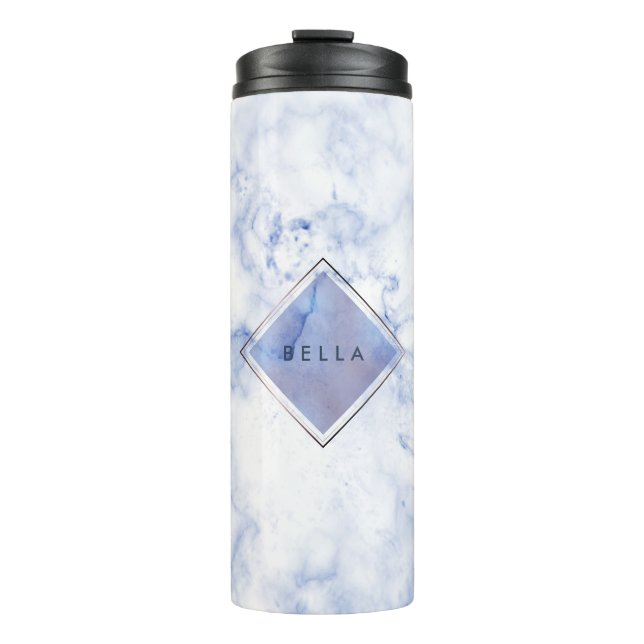 PixDezines CERULEAN BLUE MARBLE Thermal Tumbler (Front)