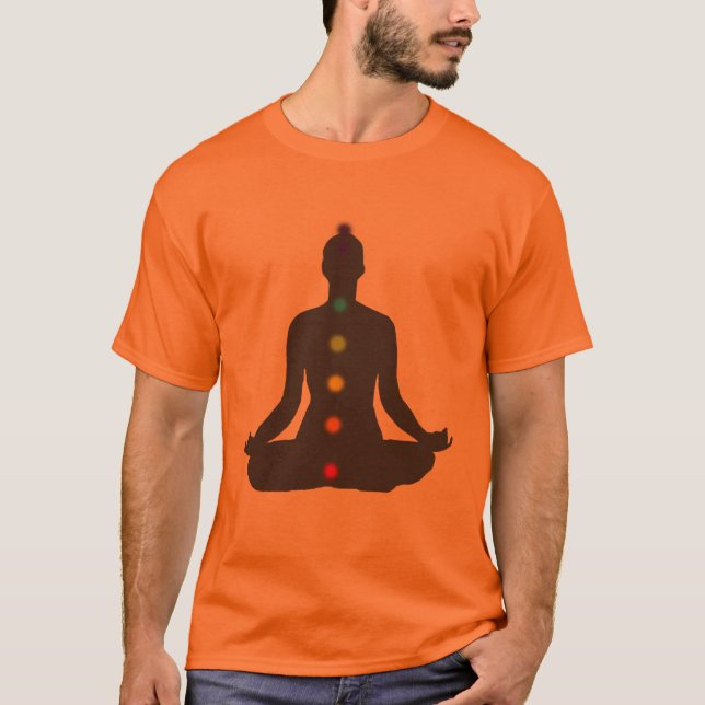 PixDezines Chakra Meditation orange t-shirt (Front)