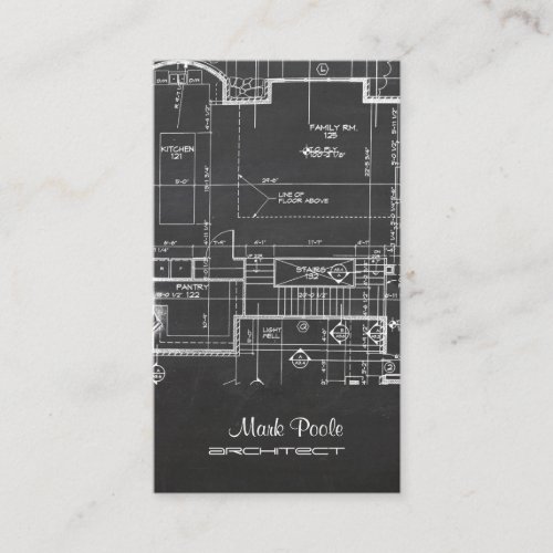 PixDezines chalkboard architect blueprints Business Card