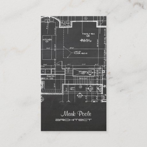 Customizable PixDezines chalkboard architect blueprints Business Card