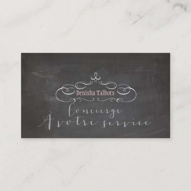 PixDezines chalkboard/concierge/DIY background Business Card (Front)